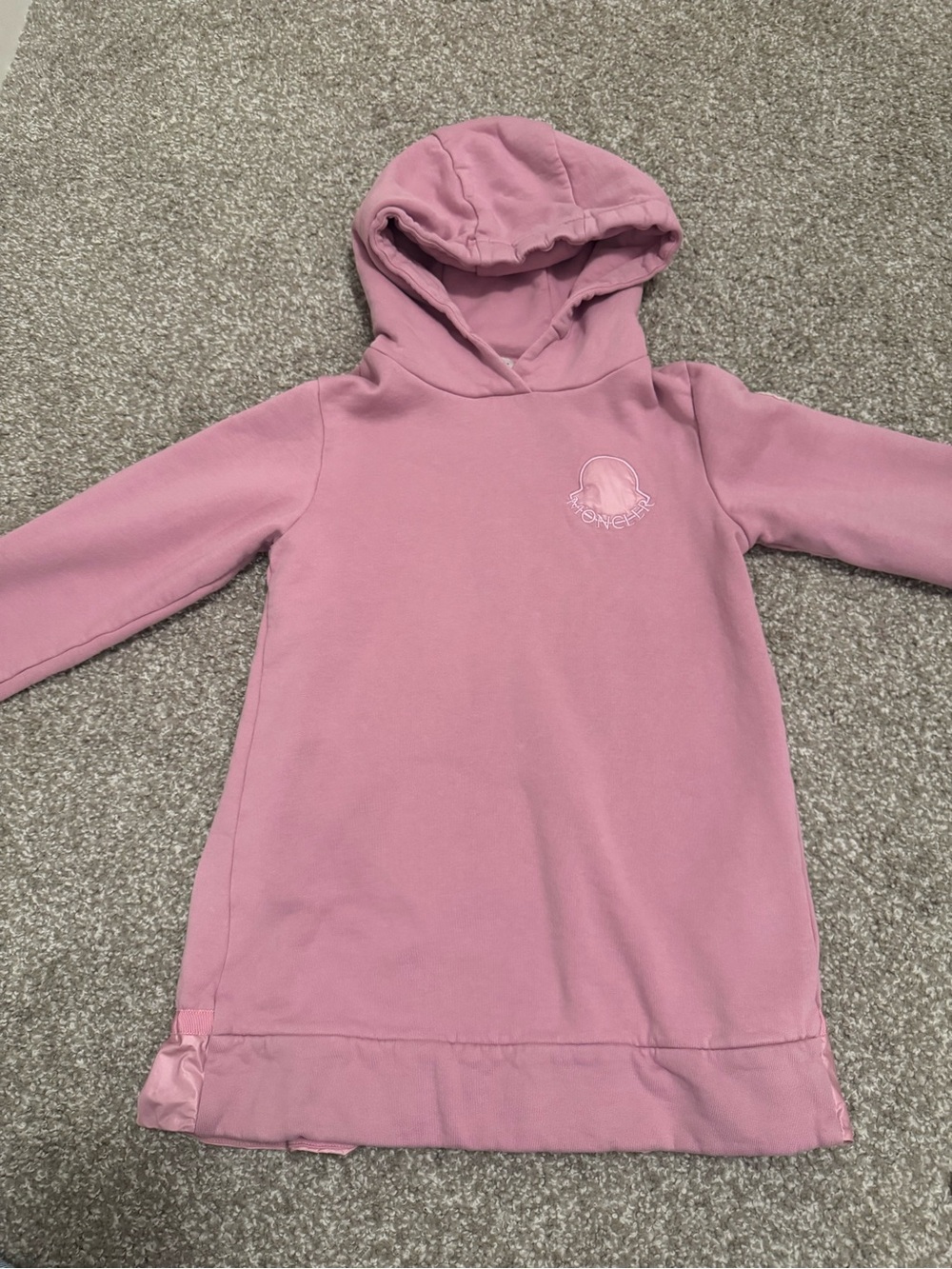 Moncler Kids Pink Hooded Sweatshirt Dress